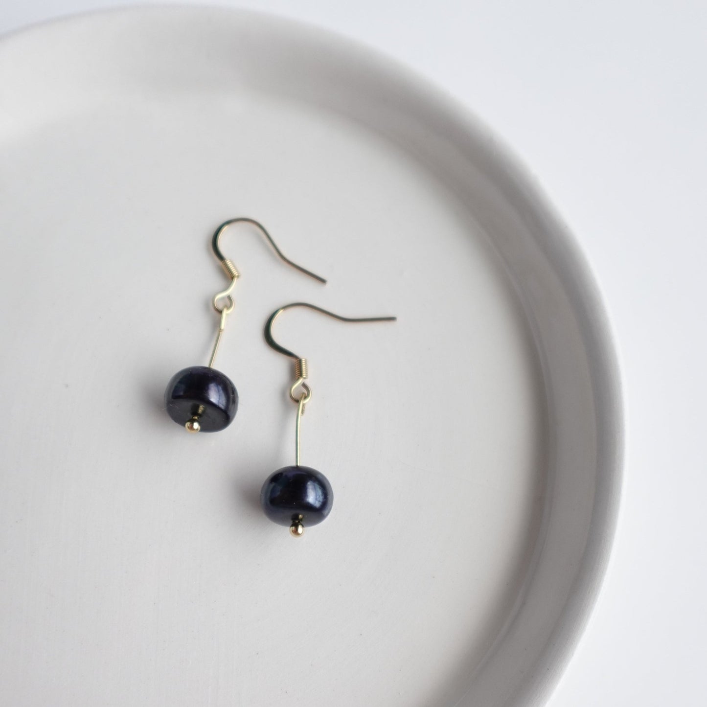 Handcrafted Navy Blue Natural Freshwater Pearl Earrings