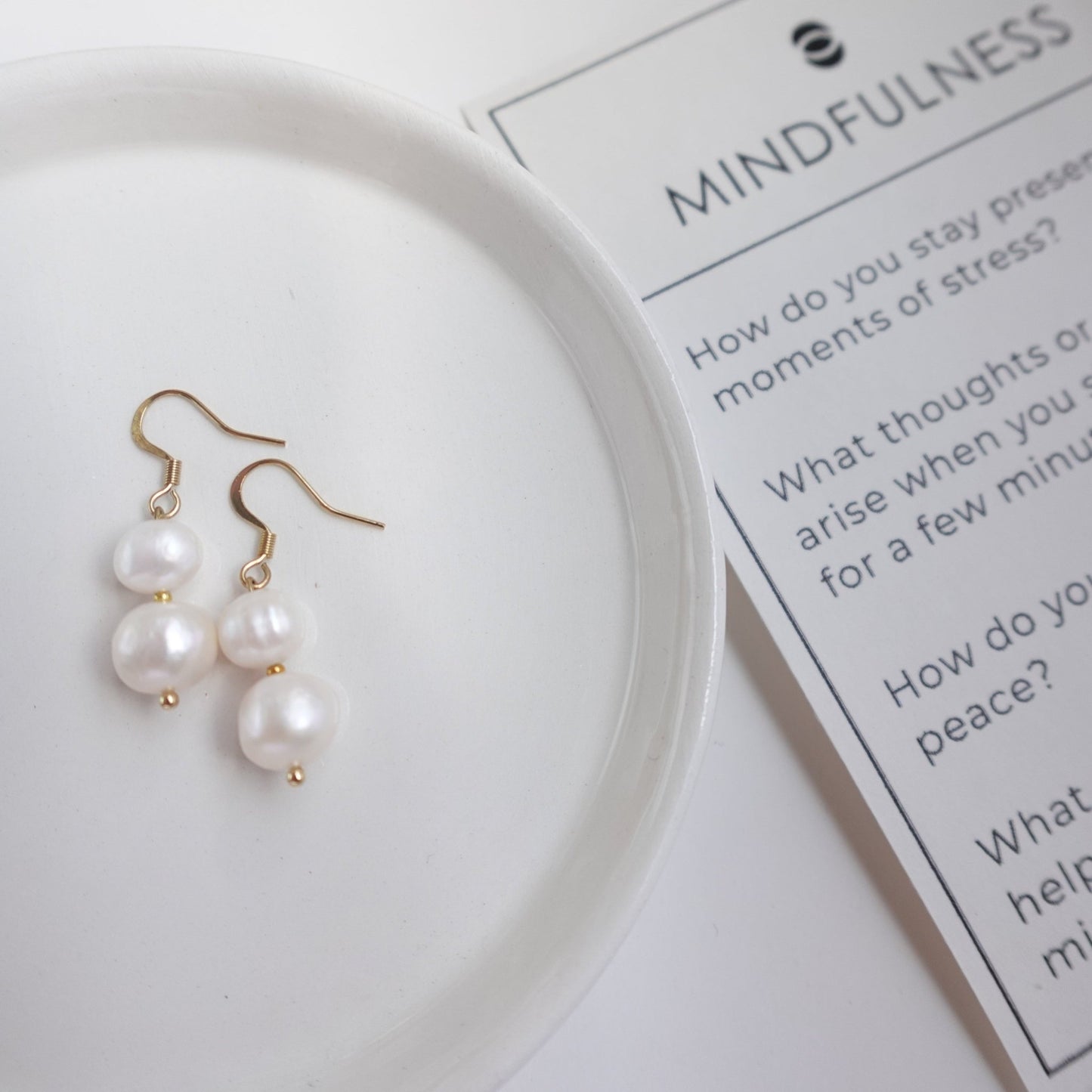 Handcrafted Cream Natural Freshwater Pearl Earrings