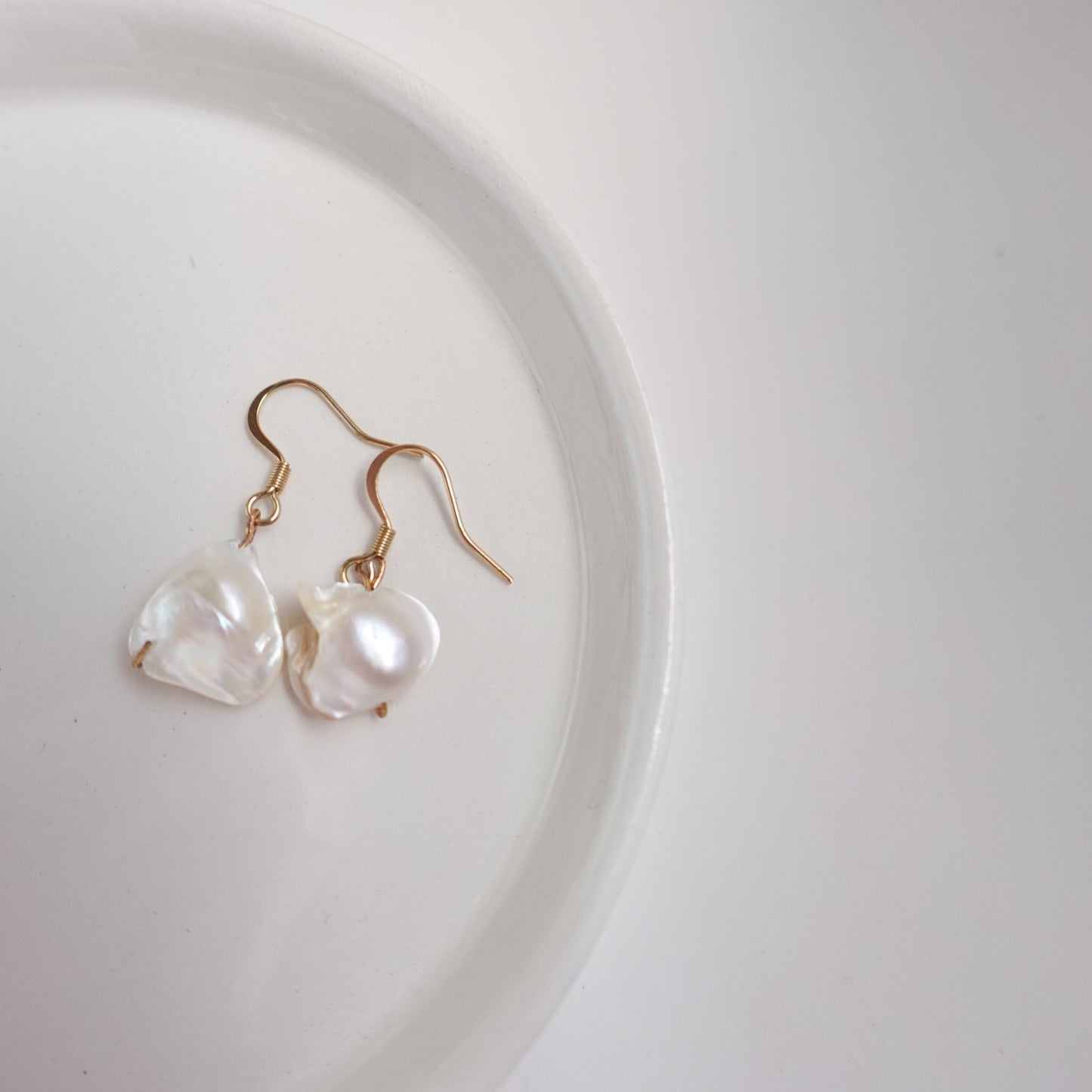Handcrafted Cream Natural Freshwater Pearl Earrings