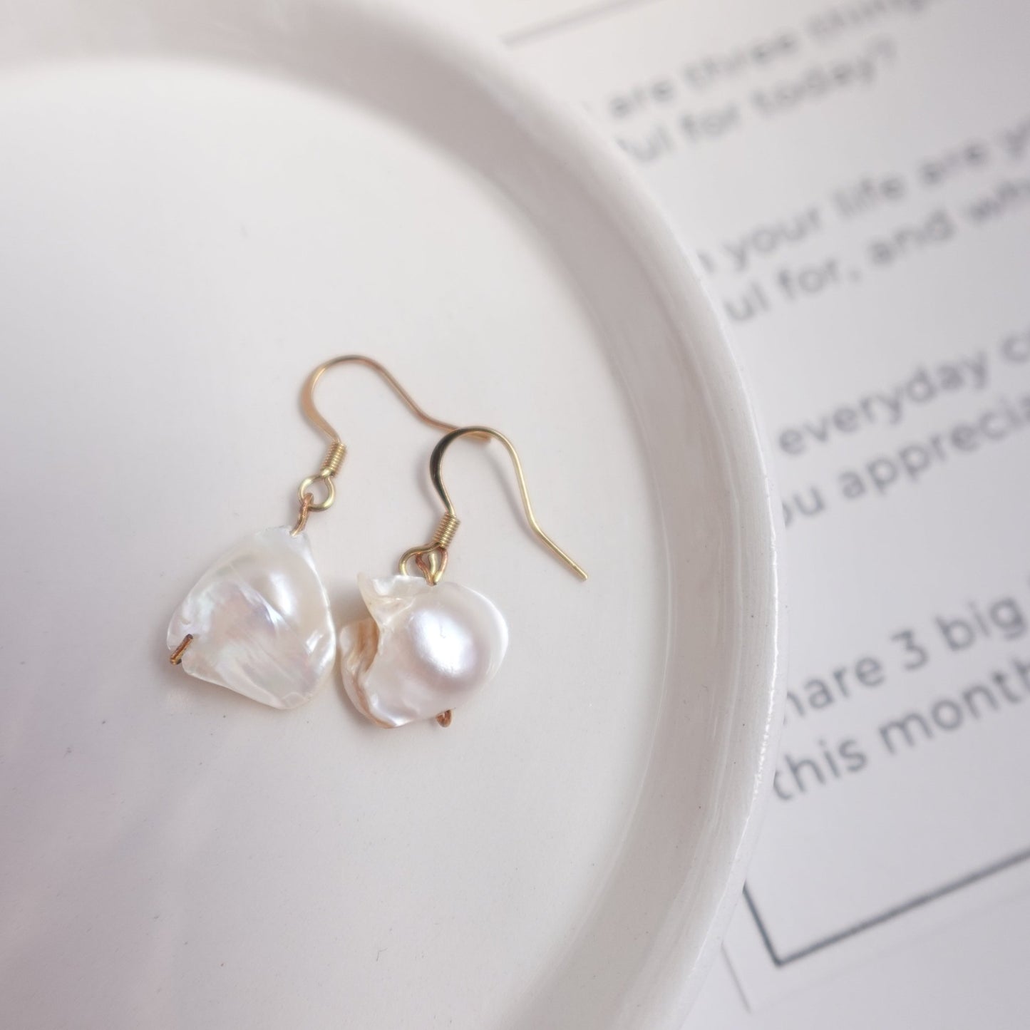 Handcrafted Cream Natural Freshwater Pearl Earrings