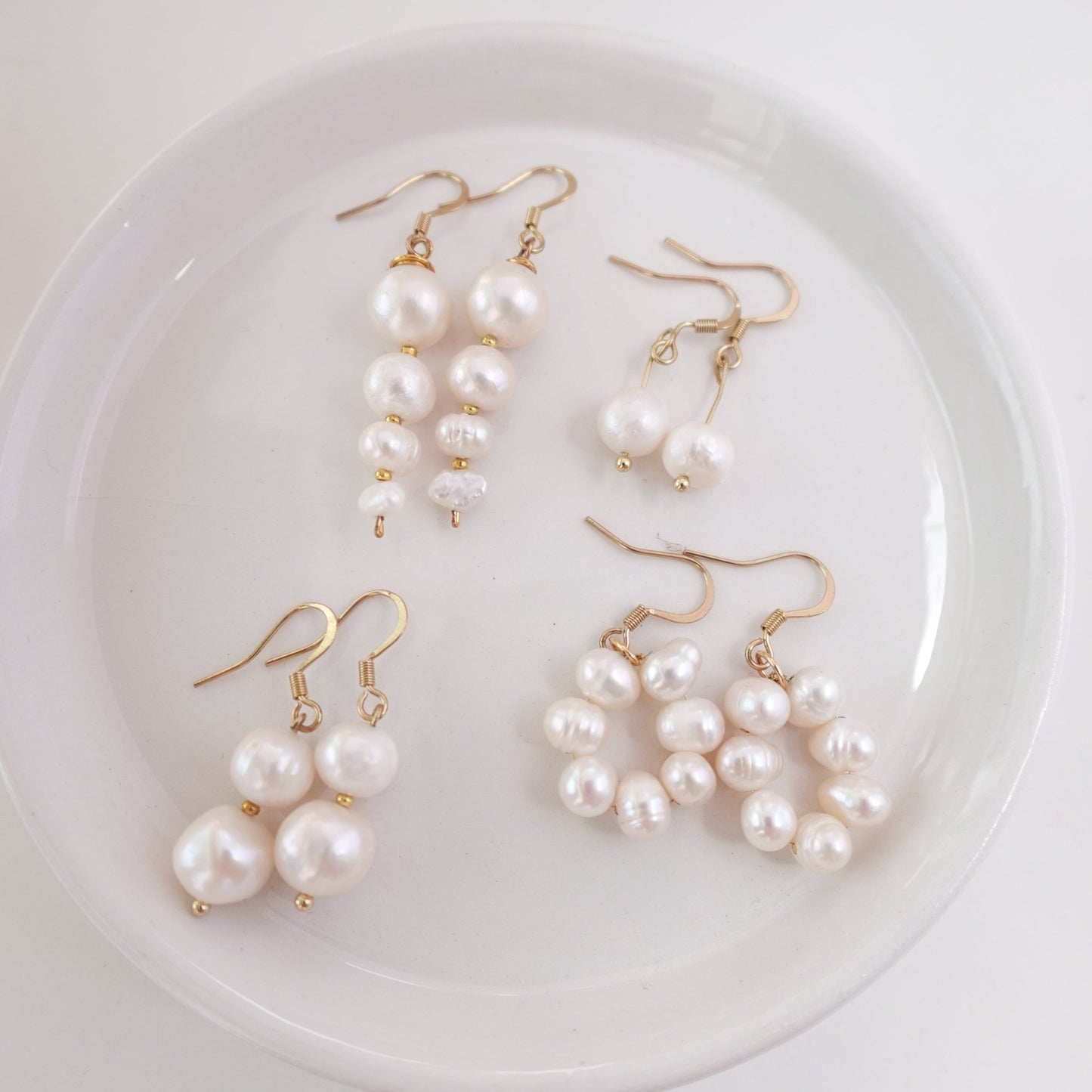 Handcrafted Cream Natural Freshwater Pearl Earrings