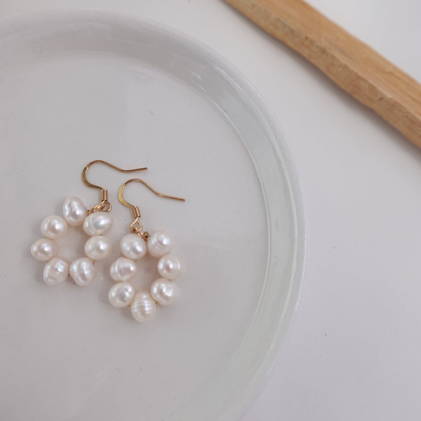Handcrafted Cream Natural Freshwater Pearl Earrings