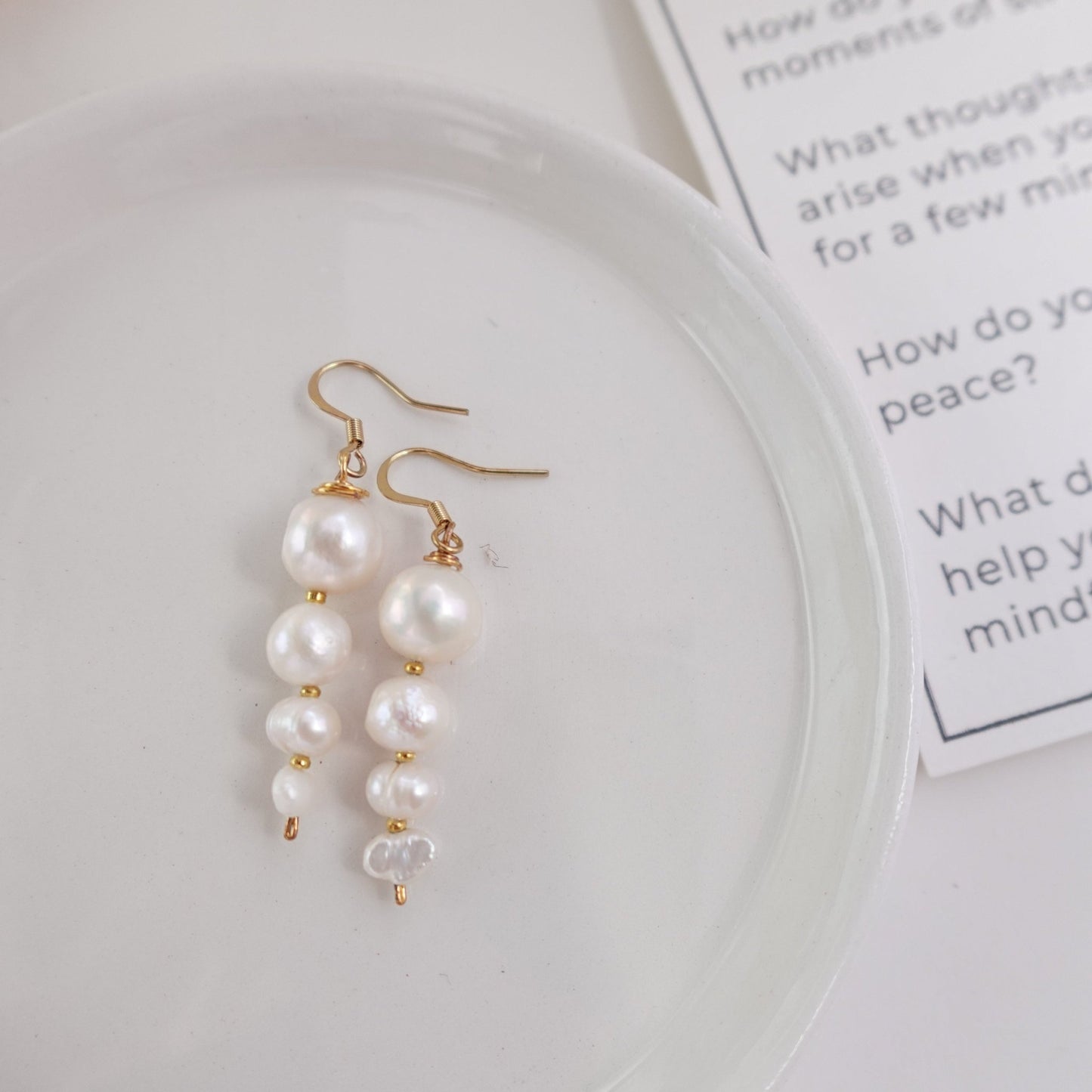 Handcrafted Cream Natural Freshwater Pearl Earrings