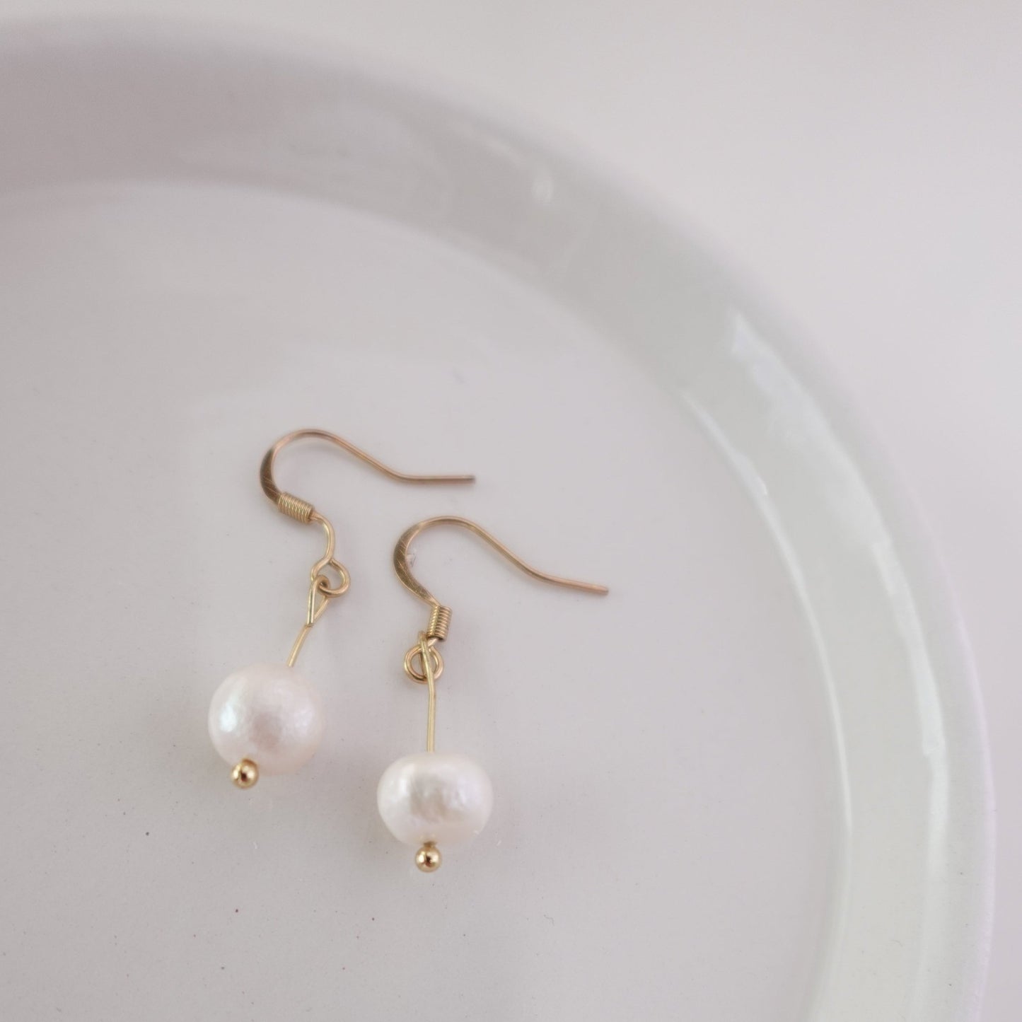 Handcrafted Cream Natural Freshwater Pearl Earrings